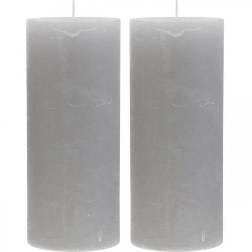daiktų Stulpinės žvakės vienspalvės šviesiai pilkos 85×200mm 2 vnt
