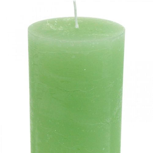 daiktų Stulpinės žvakės šviesiai žalios spalvos 85×200mm 2vnt