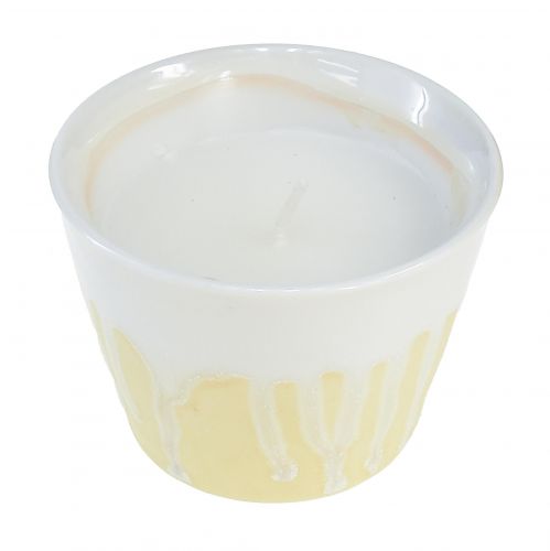 Citronella žvakė vazonėlyje keraminis geltonas kremas Ø8,5cm