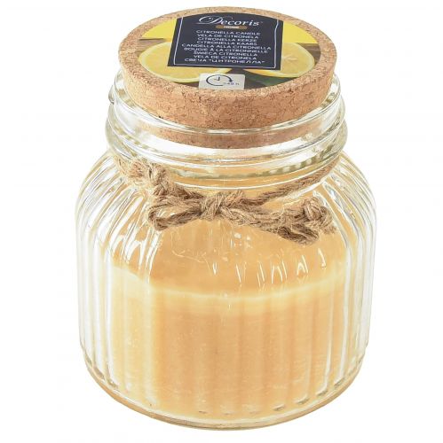 Žvakė Citronella kvapioji žvakių stiklinė dangtelis medus H11,5cm