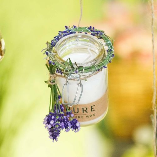 Floristik24 Žvakė stiklo dekoracijoje su dangteliu Pure Nature vaško žvakė bičių vaško alyvuogių aliejus