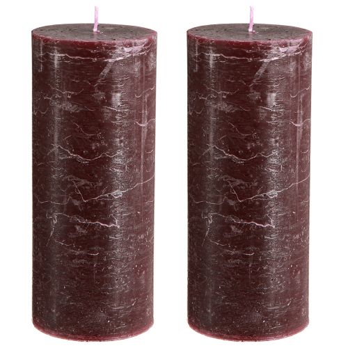 daiktų Žvakės Bordo stulpinės žvakės vienspalvės 85x200mm 2 vnt