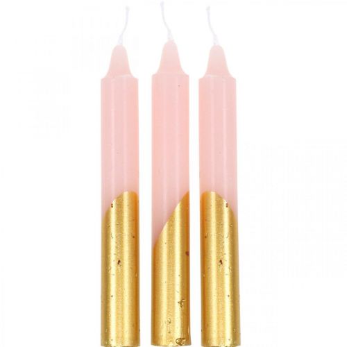 Medžių žvakės piramidės žvakės rožinės, auksinės žvakės H105mm 10p