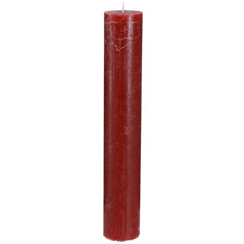 Žvakės vienspalvės lazdelės žvakės tamsiai raudonos 50×300mm 4 vnt