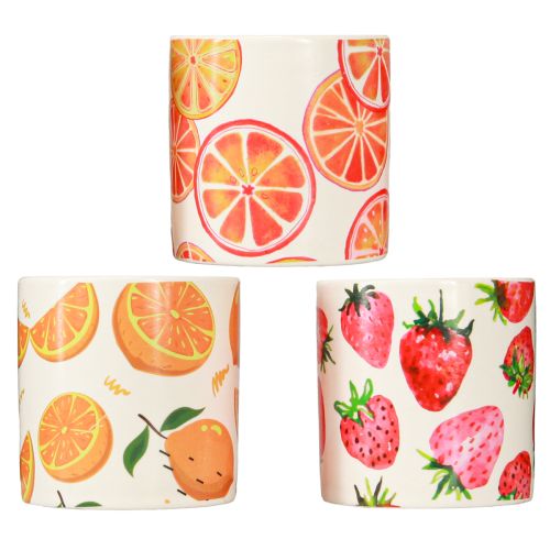 daiktų Žvakės Lauko keraminis vazonėlis Citronella Fruit H7cm 3vnt