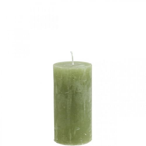 Vienspalvės žvakės alyvuogių žalios stulpinės žvakės 50×100mm 4vnt