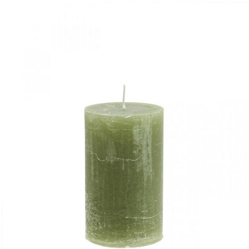 daiktų Vienspalvės žvakės alyvuogių žalios stulpinės žvakės 60×100mm 4vnt