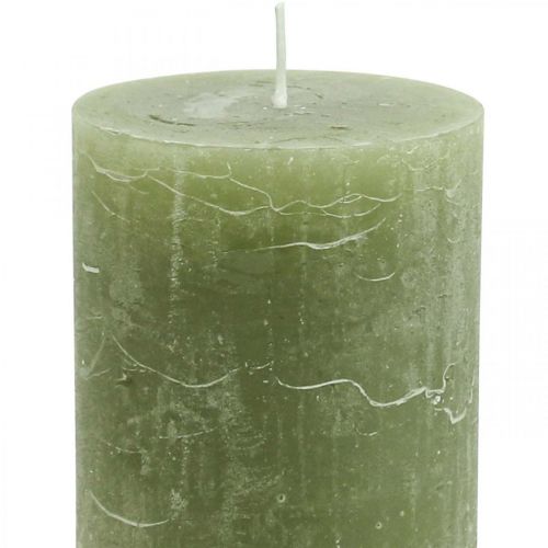 daiktų Vienspalvės žvakės alyvuogių žalios stulpinės žvakės 70×100mm 4vnt