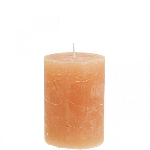 Vienspalvės žvakės Oranžinės persikų stulpinės žvakės 70×100mm 4vnt