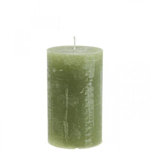 daiktų Vienspalvės žvakės alyvuogių žalios stulpinės žvakės 70×120mm 4vnt