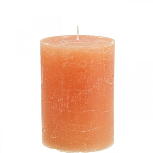 Vienspalvės žvakės Oranžinės persikų stulpinės žvakės 85×120mm 2vnt