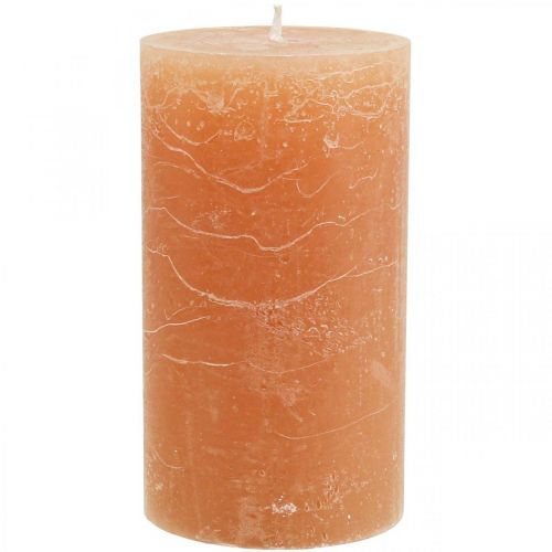 Floristik24 Vienspalvės žvakės Oranžinės persikų stulpinės žvakės 85×150mm 2vnt