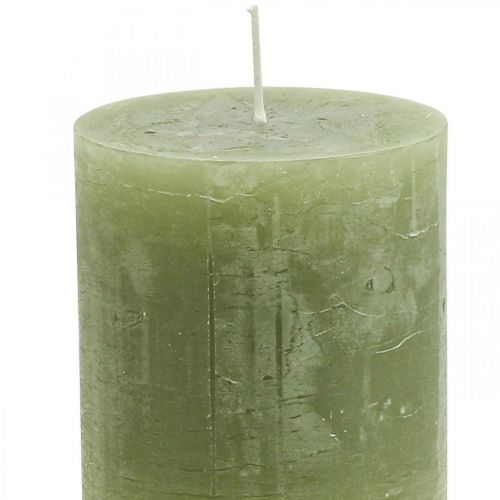 daiktų Vienspalvės žvakės alyvuogių žalios stulpinės žvakės 70×80mm 4vnt