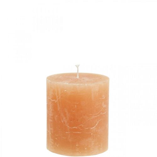 Spalvotos žvakės Oranžinės persikų stulpinės žvakės 70×80mm 4vnt