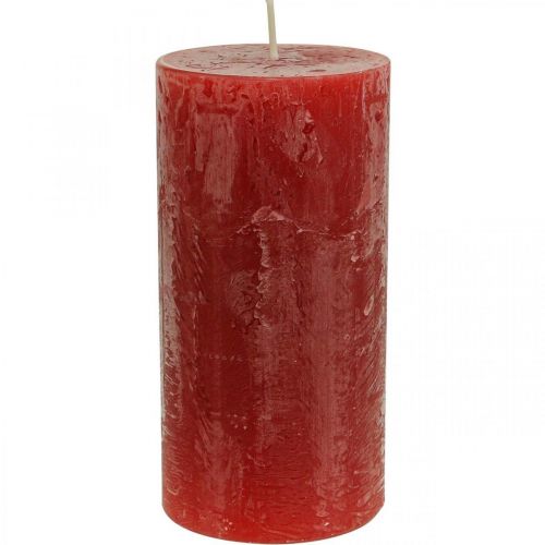 daiktų Spalvotos žvakės Raudona Rustic savaime užgęsta 70×140mm 4vnt