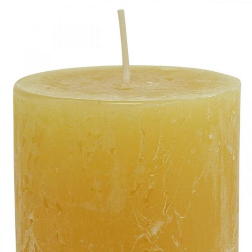 Stulpinės žvakės Kaimiškų spalvų žvakės geltonos 70/140mm 4vnt