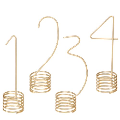Floristik24 Žvakių dekoracijos Advento skaičiai 1-4 matinio aukso spalvos metalinės, aukštis 10 cm, 4 vnt.