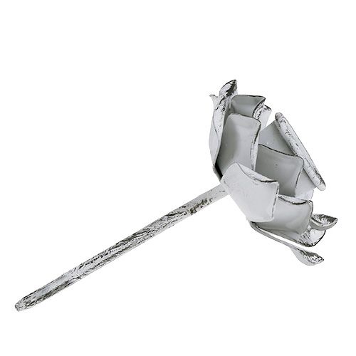 Floristik24 Žvakidės, gėlės formos, baltos, apdriskusios, Ø5,8 cm, aukštis 6,8 cm, 4 vnt.