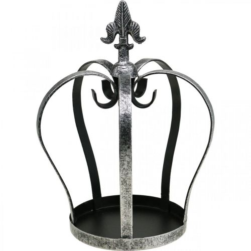 Floristik24 Deco karūna antikvarinė sidabrinė išvaizda metalas Ø18cm H26cm