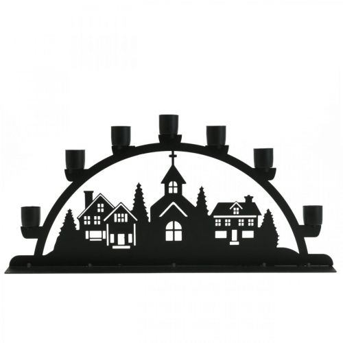 daiktų Žvakės arka šviesos arka juodas metalas 40x6cm H18.5cm