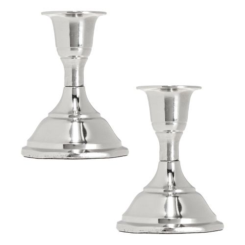 daiktų Žvakidė metalinė sidabrinė lazdelė žvakidė H9,5cm 2vnt