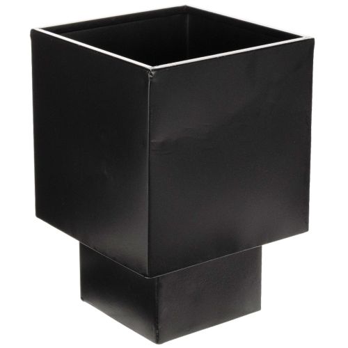 Juodas kubo formos vazonas su pagrindu, modernus, 22 cm pirkti | Floristik24.lt