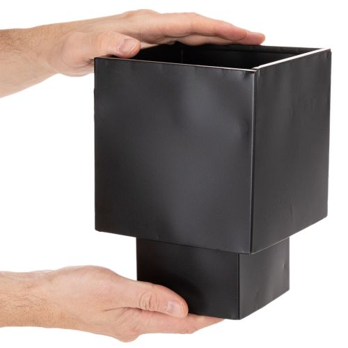 Juodas kubo formos vazonas su pagrindu, modernus, 22 cm | Floristik24.lt