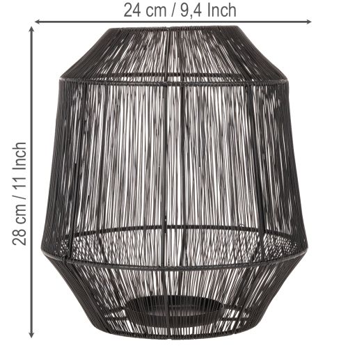 Juoda žvakidė, dekoratyvinis žibintas, vielinis krepšelis, Ø24cm, aukštis28cm | Floristik24.lt