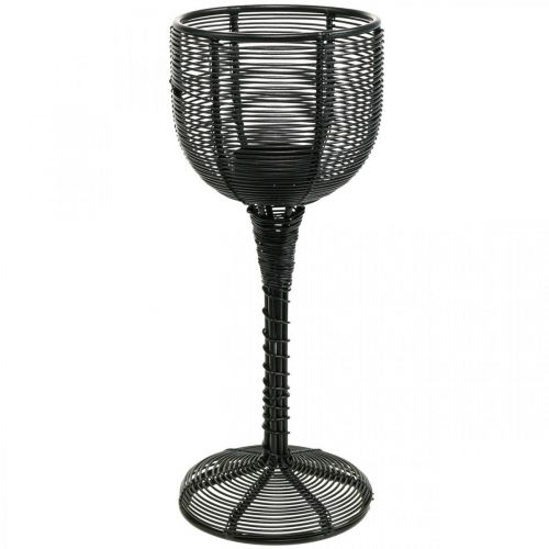 daiktų Arbatos žvakidės laikiklis metalinis juodas dekoratyvinis vyno stiklas Ø13cm H31.5cm