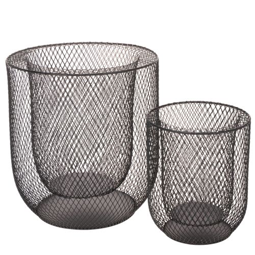 Juodo metalo vielinis krepšelis žvakidėms, Ø28,5/18 cm, 2 vnt. rinkinys pirkti | Floristik24.lt