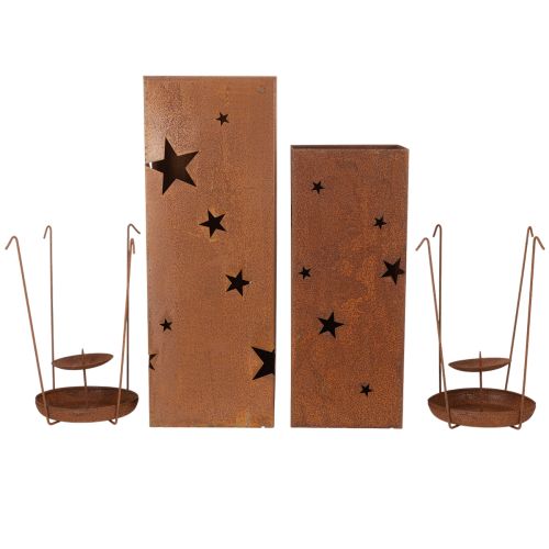 daiktų Kalėdinės žvakidės, kaimiško stiliaus, 40/50 cm aukščio, 2 vnt. rinkinys