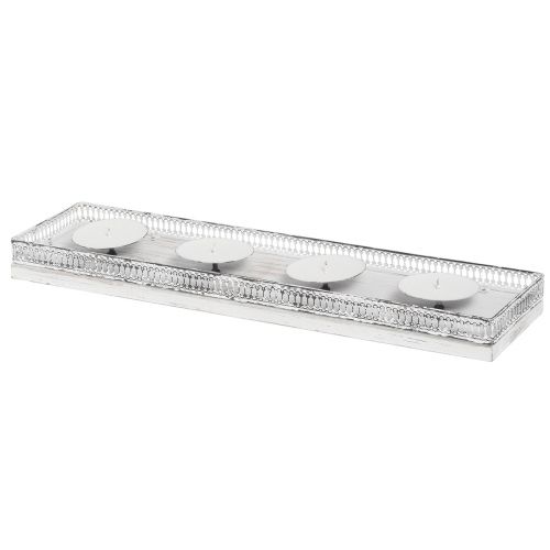 daiktų Žvakių laikiklis baltas žvakių padėklas metalinis medis 60x15x5cm