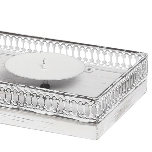 daiktų Žvakių laikiklis baltas žvakių padėklas metalinis medis 60x15x5cm