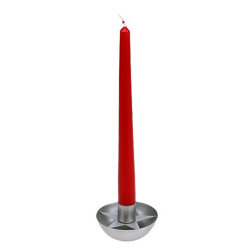 Floristik24 Žvakidė kūginei žvakei sidabrinė Ø8cm H5cm