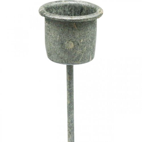 Floristik24 Įkraunamas žvakių laikiklis Shabby Chic pilkas Ø3cm A8,5cm 8 vnt.