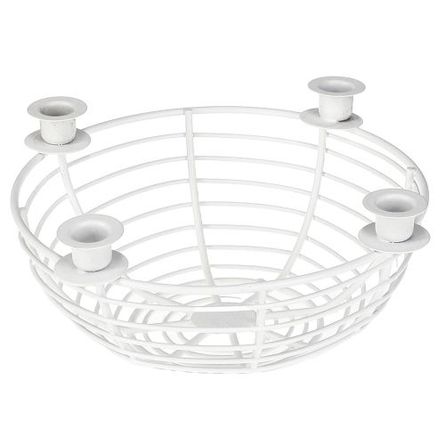 Floristik24 Žvakių laikiklis baltame dekoratyviniame metaliniame dubenyje Ø14cm H7cm