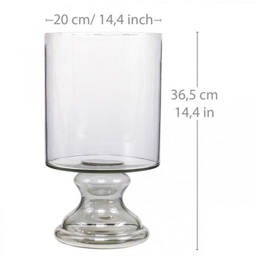 Vėjo šviesos stiklo žvakių stiklas tamsintas, skaidrus Ø20cm H36,5cm