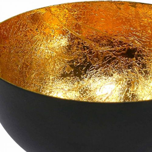 Floristik24 Stalo puošmena Kalėdinis dubuo juodas auksas Ø10cm H5cm