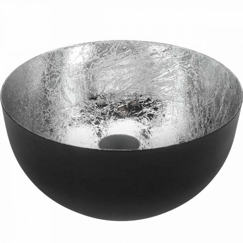 Floristik24 Žvakidė Juoda Sidabrinė Žvakidė Ø13cm H6,5cm