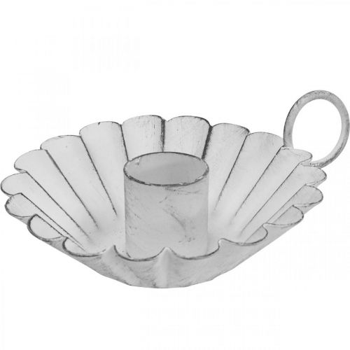 Floristik24 Žvakidė Shabby Chic White Metal Deco Ø9,5cm H3cm
