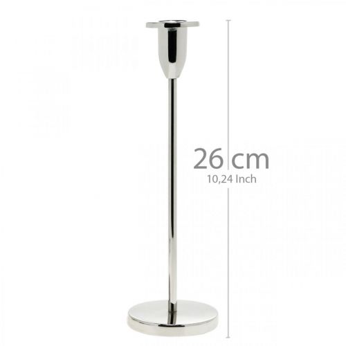 Floristik24 Žvakidė sidabro metalo dekoravimo žvakidė moderni H26cm