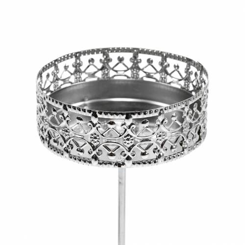 Floristik24 Gėlėtos žvakidės, skirtos prijungti sidabro spalvos Ø7,4cm H12,5cm antikvarinės išvaizdos 4 vnt.