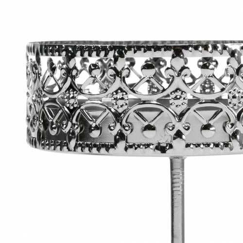 Floristik24 Gėlėtos žvakidės, skirtos prijungti sidabro spalvos Ø7,4cm H12,5cm antikvarinės išvaizdos 4 vnt.