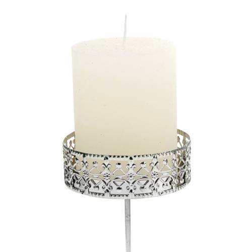 Floristik24 Gėlėtos žvakidės, skirtos prijungti sidabro spalvos Ø7,4cm H12,5cm antikvarinės išvaizdos 4 vnt.