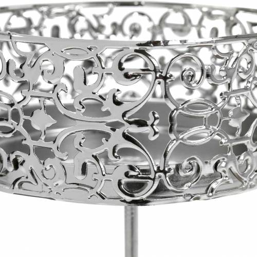 Floristik24 Gėlių žvakidės, skirtos prijungti sidabro spalvos Ø8,8 cm H13,7 cm 4 vienetai senovinės išvaizdos