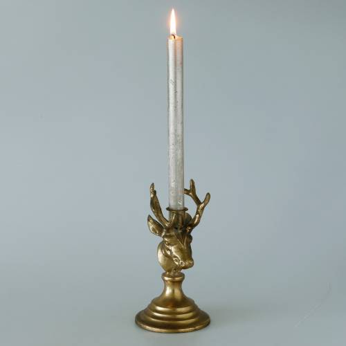 Floristik24 Senovinės išvaizdos žvakidė elnio galva auksinis metalas 19,5cm