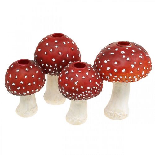 Floristik24 Toadstool žvakidės raudona, balta Skirta 4 žvakėms pagaliukams 28,5 × 17 × 16 cm