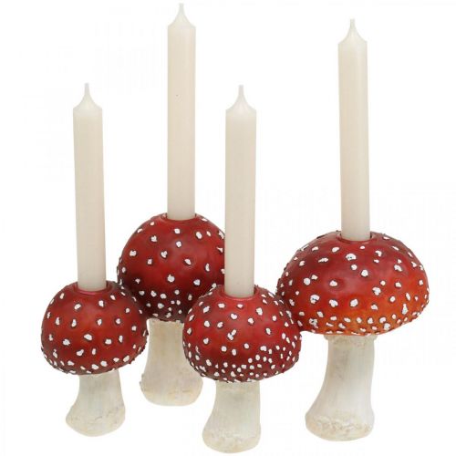 Floristik24 Toadstool žvakidės raudona, balta Skirta 4 žvakėms pagaliukams 28,5 × 17 × 16 cm