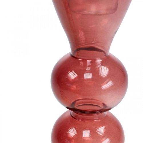 Floristik24 Žvakidė stiklinė žvakidė rožinė/rožinė Ø5-6cm H19cm 2vnt