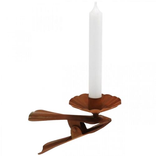 Floristik24 Žvakių laikiklis užsegimui, Adventas, žvakių apdaila iš metalo patina Ø8,5cm L16cm